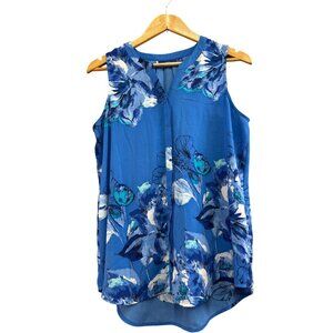Apt. 9 Womens Medium Blue Sleeveless Floral Blouse